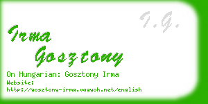 irma gosztony business card